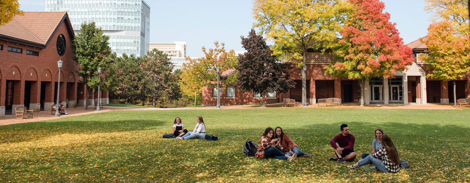 Groups of WLC students in the Quad